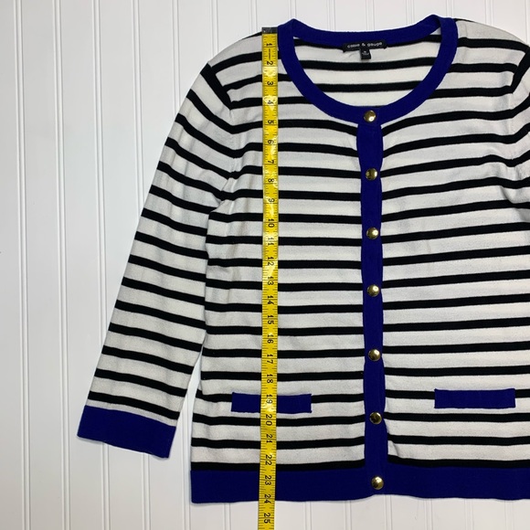Anthropologie—Cable & Gage—Blue & White Cardigan - Picture 12 of 14